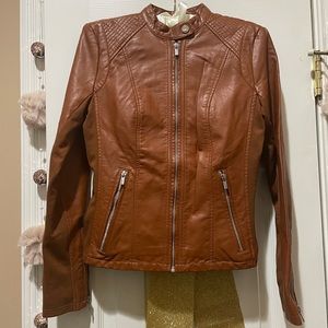 Express Faux Leather Jacket (cognac)